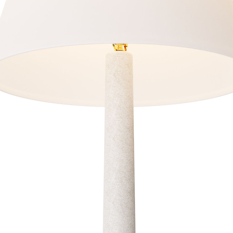 Ivory Ricestone Composite Floor Lamp with Tapered Shade