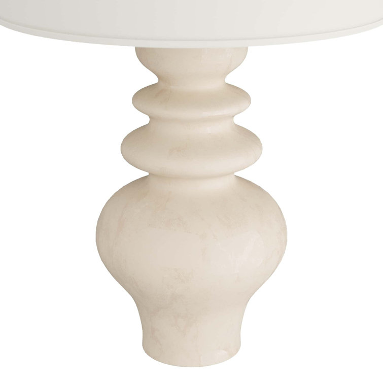 Ivory Ceramic Gourd Table Lamp with Drum Shade