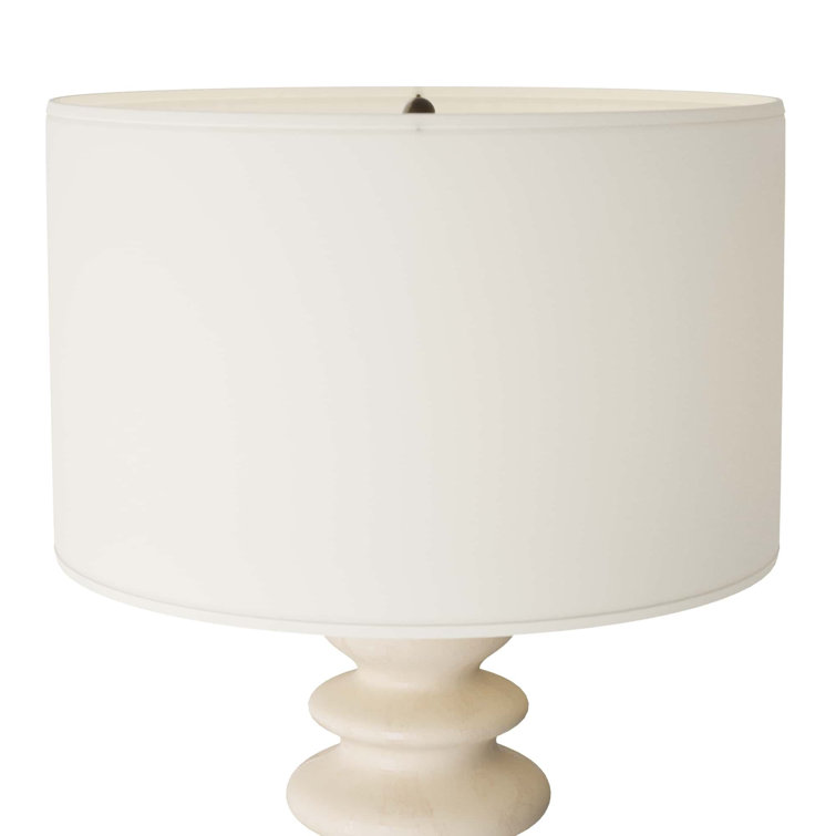 Ivory Ceramic Gourd Table Lamp with Drum Shade