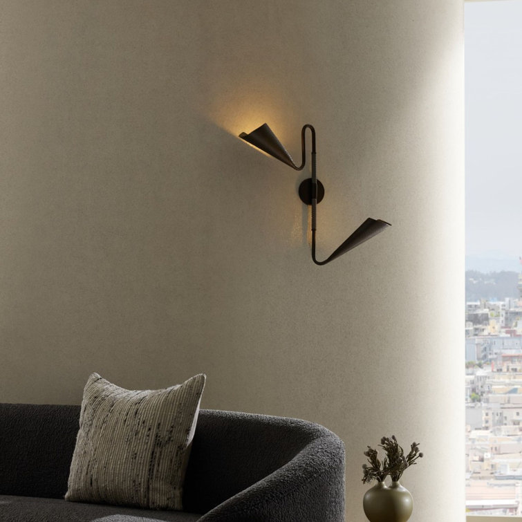 Graphite Leather and Bronze Dual Shade Sconce