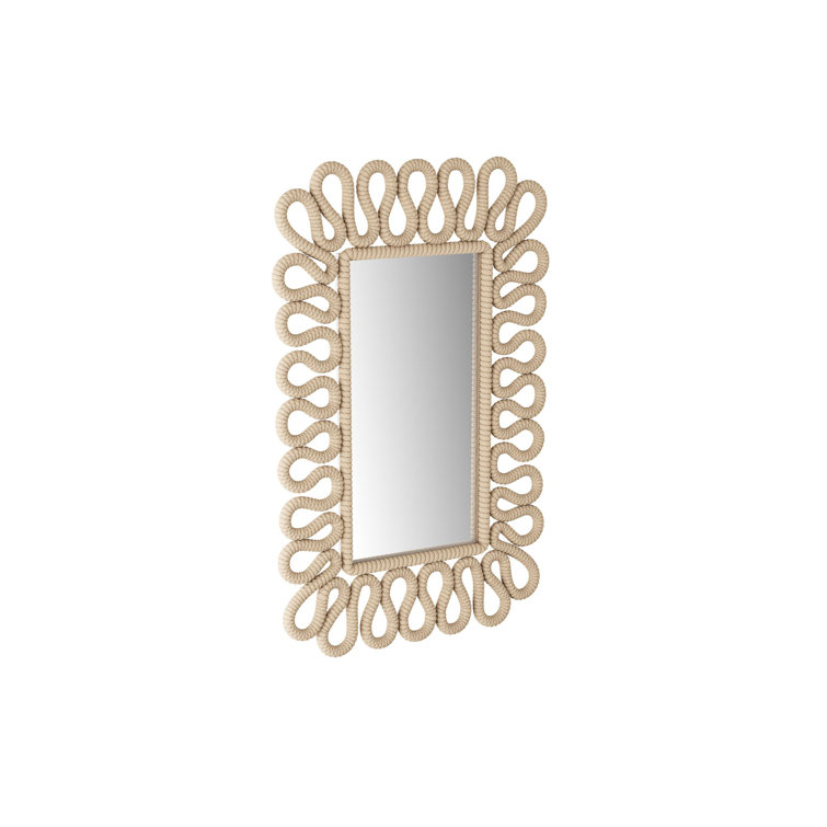 Rectangular Natural Cotton Rope Wrapped Wall Mirror