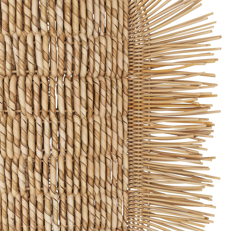 Natural Abaca and Rattan Sunburst Wall Sconce
