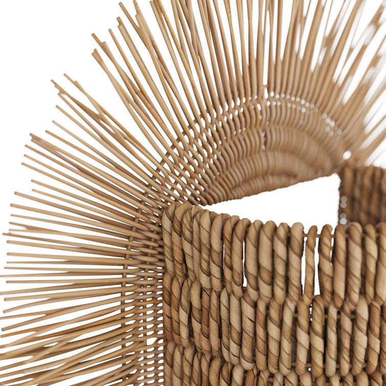 Natural Abaca and Rattan Sunburst Wall Sconce