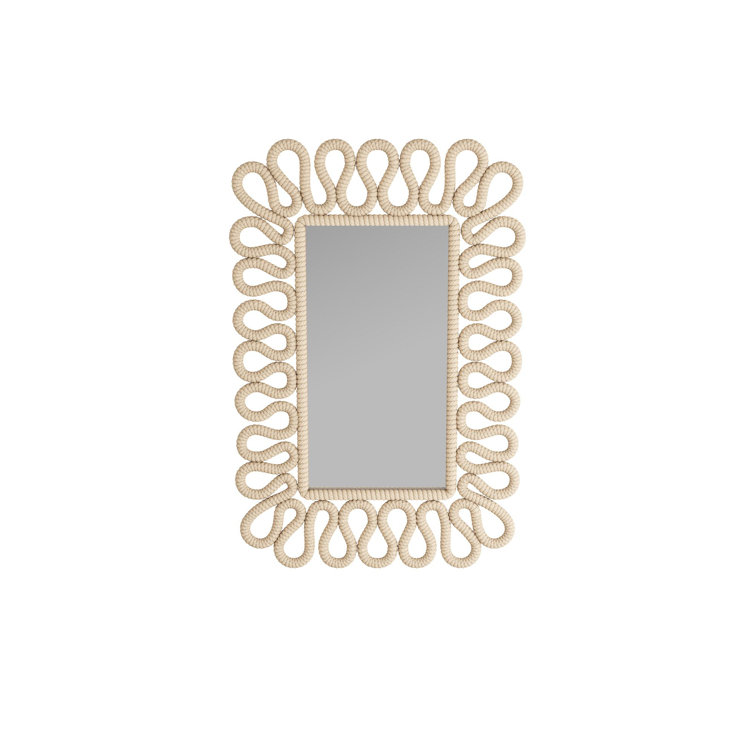 Rectangular Natural Cotton Rope Wrapped Wall Mirror