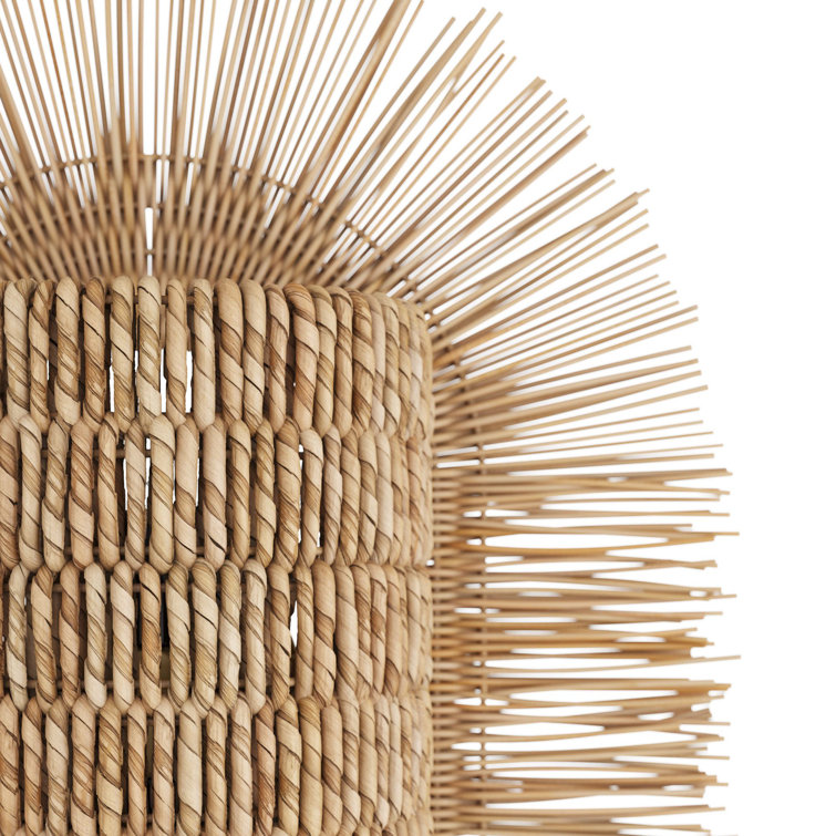 Natural Abaca and Rattan Sunburst Wall Sconce