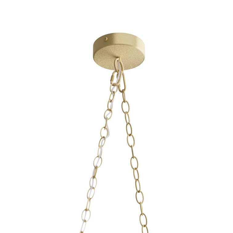 Natural Coconut Shell Beaded Brass Linear Chandelier