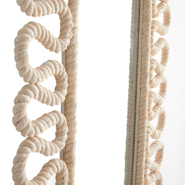 Rectangular Natural Cotton Rope Wrapped Wall Mirror