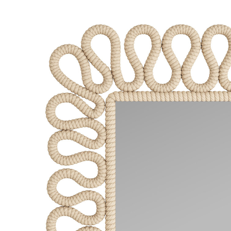 Rectangular Natural Cotton Rope Wrapped Wall Mirror