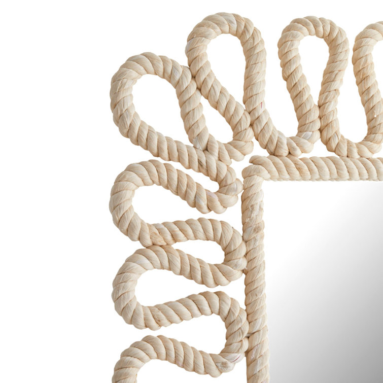 Rectangular Natural Cotton Rope Wrapped Wall Mirror
