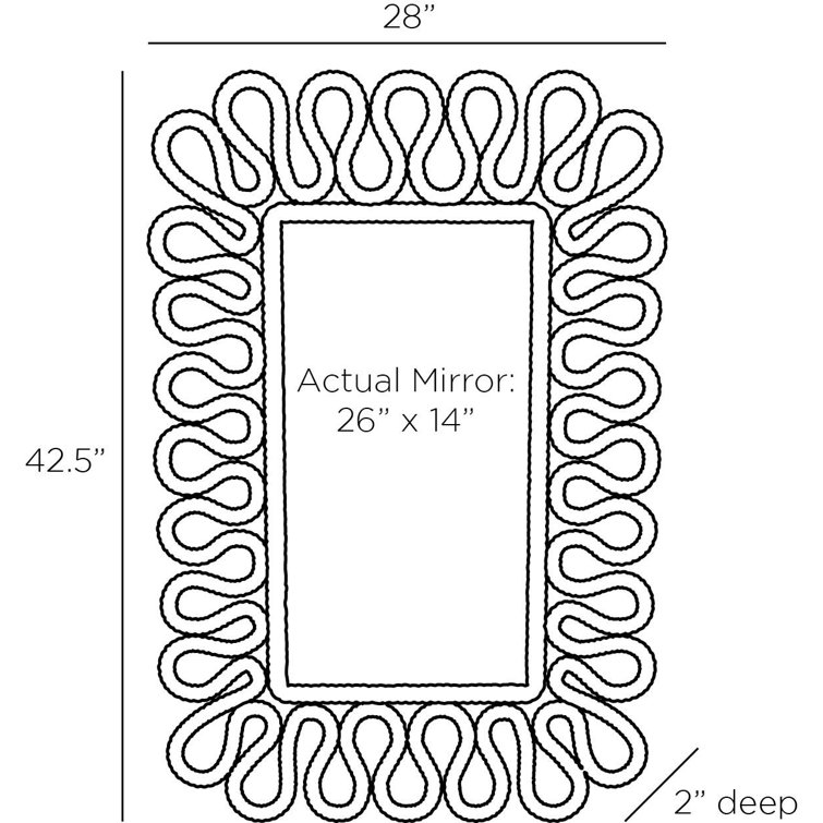 Rectangular Natural Cotton Rope Wrapped Wall Mirror
