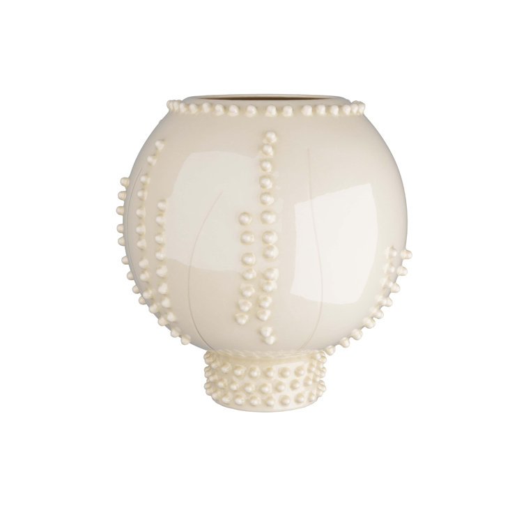 Ivory Ceramic Bouquet Table Vase with Dotted Tendrils