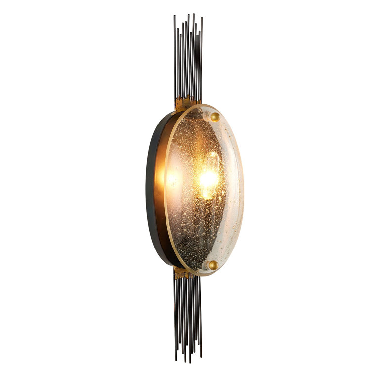 Antique Brass and Bronze Seedy Glass Sconce
