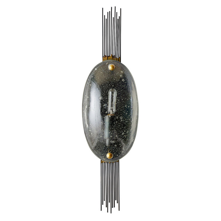Antique Brass and Bronze Seedy Glass Sconce
