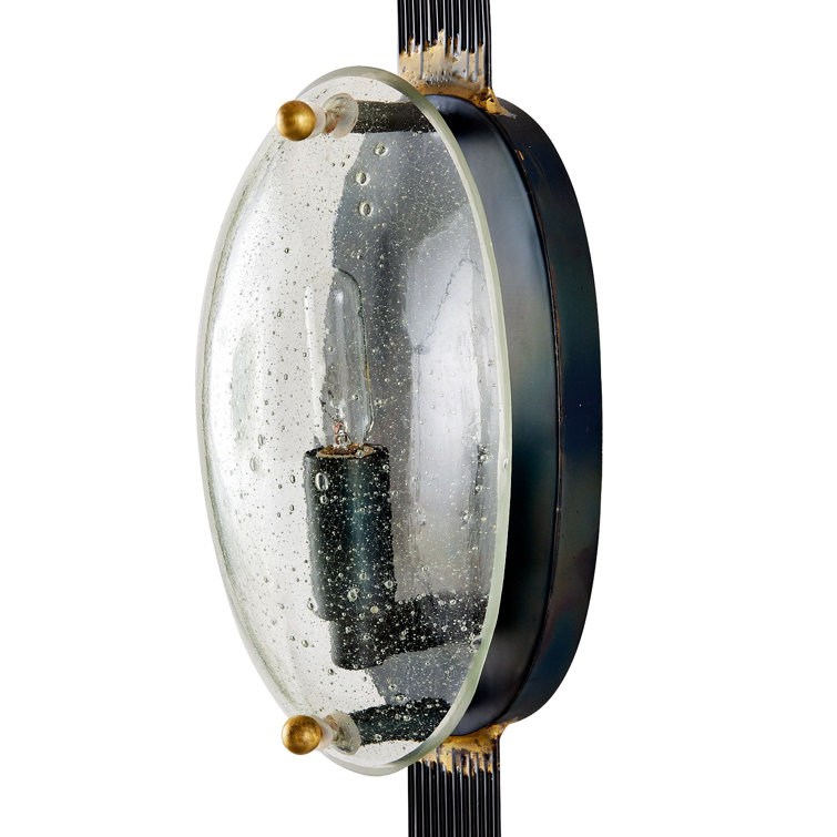 Antique Brass and Bronze Seedy Glass Sconce