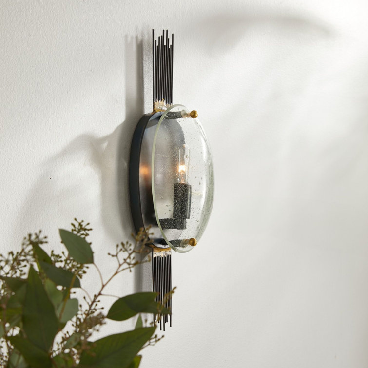 Antique Brass and Bronze Seedy Glass Sconce