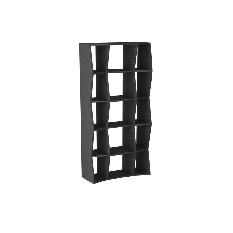 Tall Black Metal Zigzag Edge Bookcase