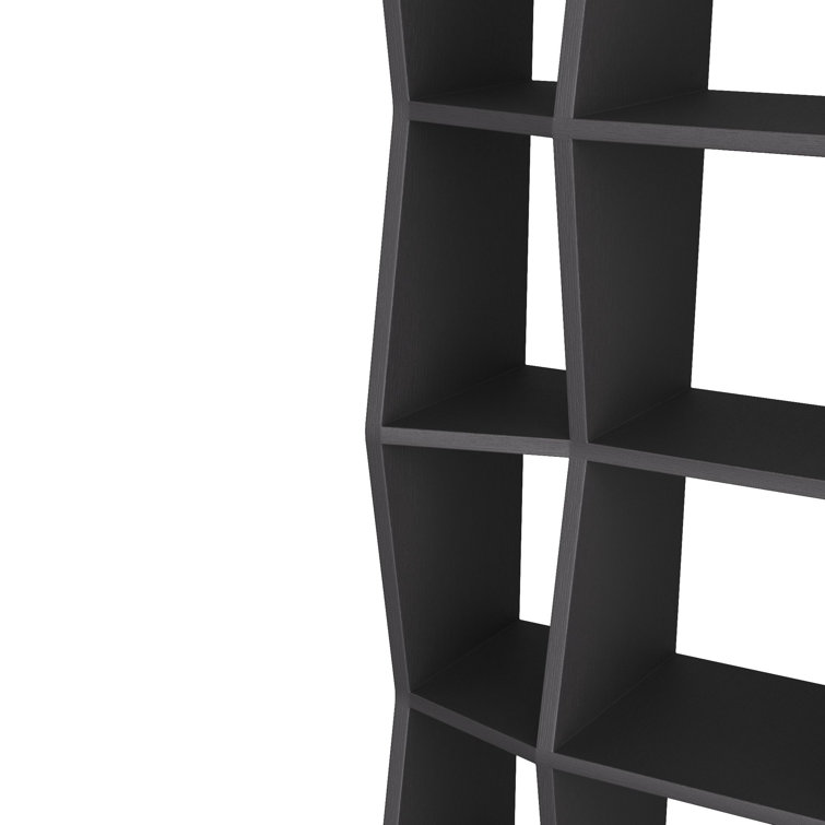 Tall Black Metal Zigzag Edge Bookcase