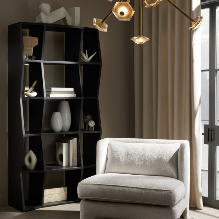 Tall Black Metal Zigzag Edge Bookcase