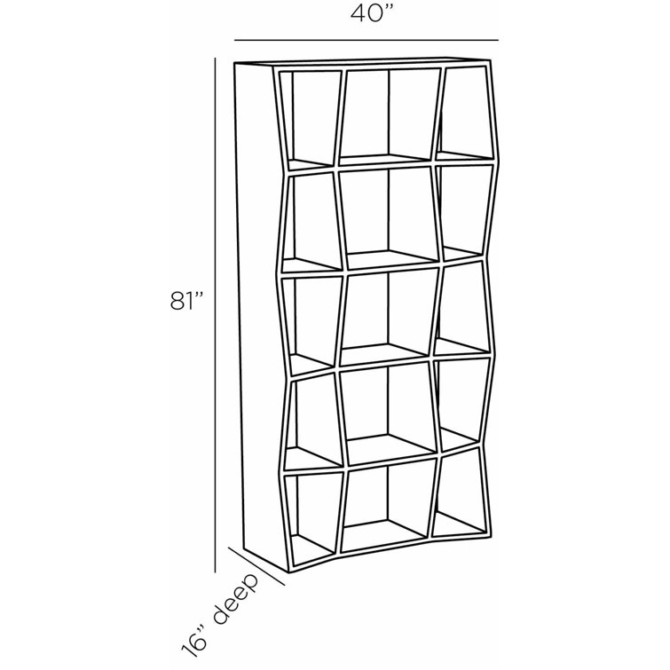 Tall Black Metal Zigzag Edge Bookcase