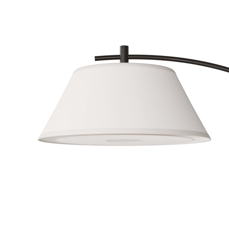 Adjustable Bronze Arc Floor Lamp with Travertine Base