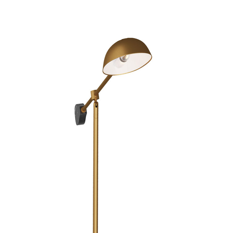 Adjustable Antique Brass and Black Marble Floor Lamp