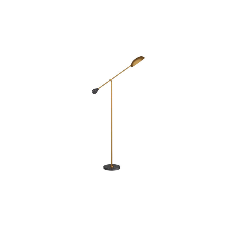Adjustable Antique Brass and Black Marble Floor Lamp