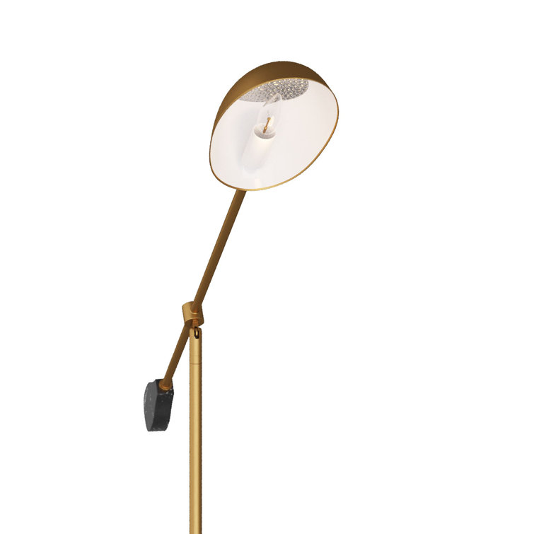 Adjustable Antique Brass and Black Marble Floor Lamp