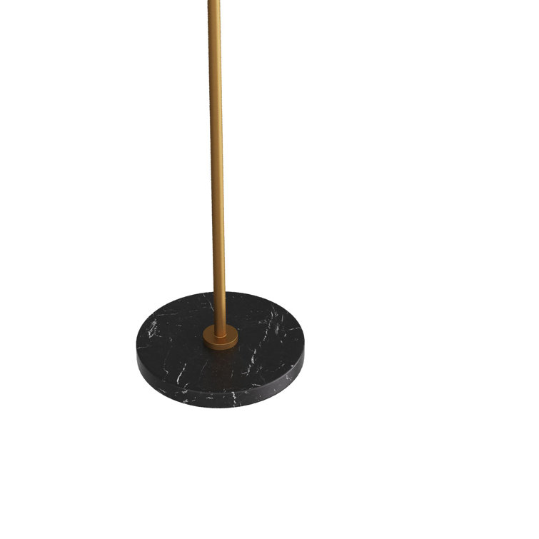 Adjustable Antique Brass and Black Marble Floor Lamp