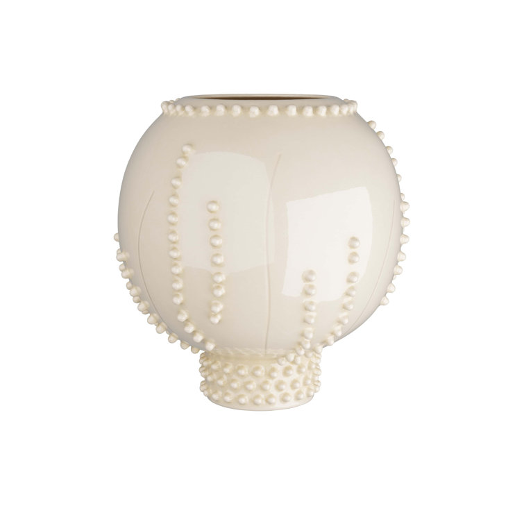 Ivory Ceramic Bouquet Table Vase with Dotted Tendrils
