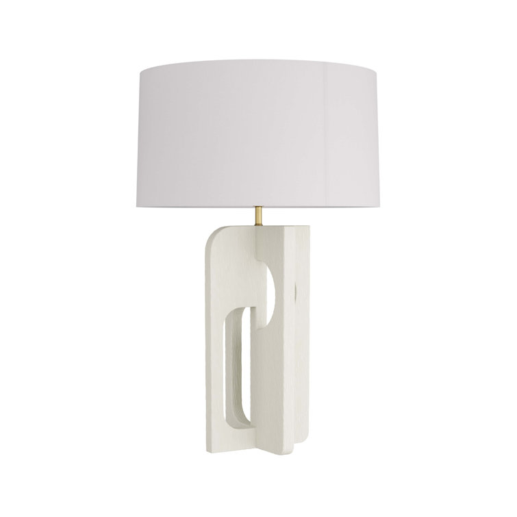 Ivory Resin Table Lamp with Off-White Shade