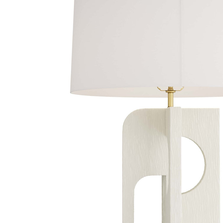 Ivory Resin Table Lamp with Off-White Shade