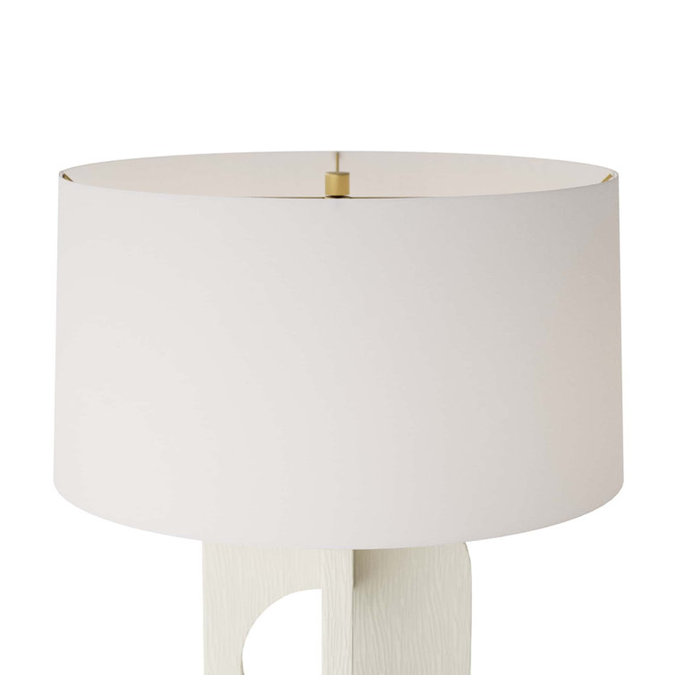 Ivory Resin Table Lamp with Off-White Shade