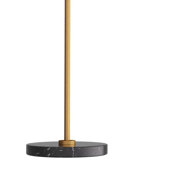 Adjustable Antique Brass and Black Marble Floor Lamp