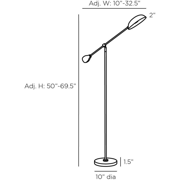 Adjustable Antique Brass and Black Marble Floor Lamp