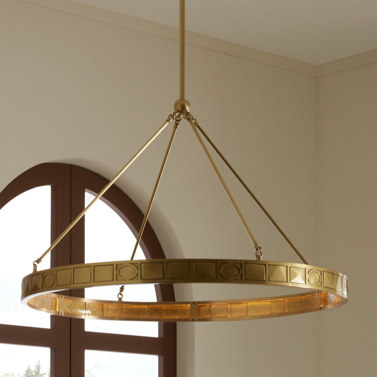Antique Brass Minimalist Ring Frame LED Chandelier
