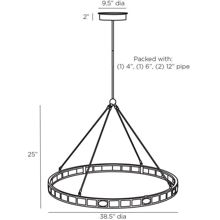 Antique Brass Minimalist Ring Frame LED Chandelier