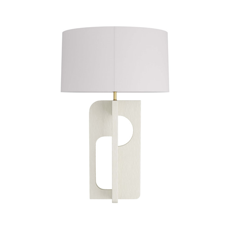 Ivory Resin Table Lamp with Off-White Shade