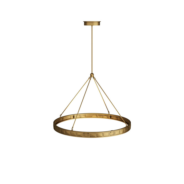 Antique Brass Minimalist Ring Frame LED Chandelier