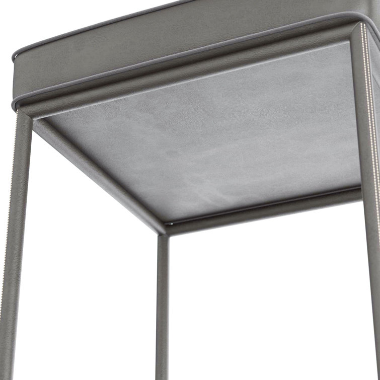 Graphite Gray Leather and Metal Counter Stool