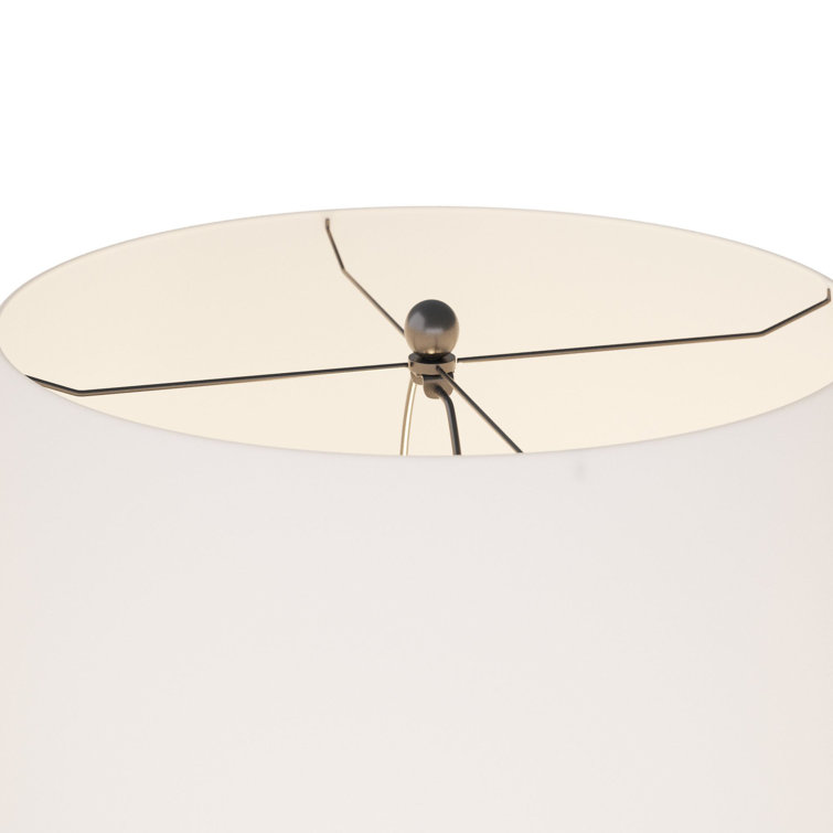 Ivory and Gunmetal Ceramic Coastal Table Lamp with White Shade