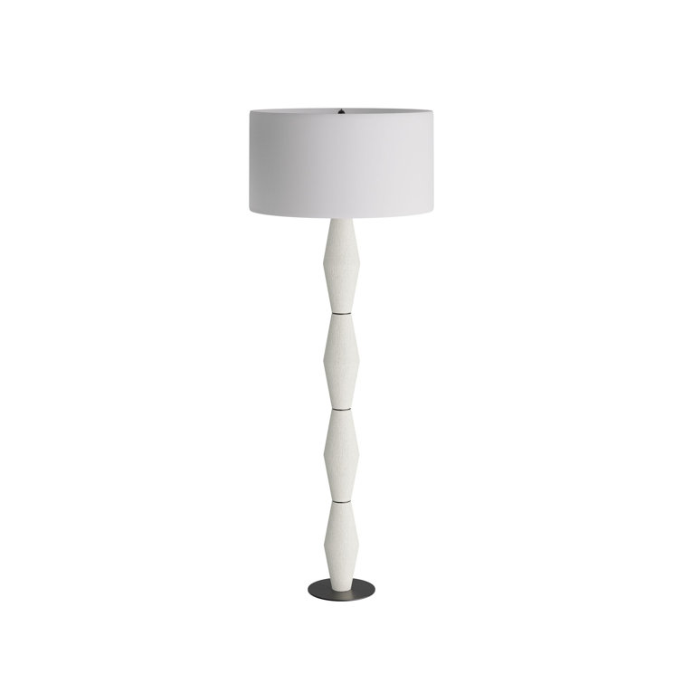 Ivory Ricestone Composite Floor Lamp with Bronze Base