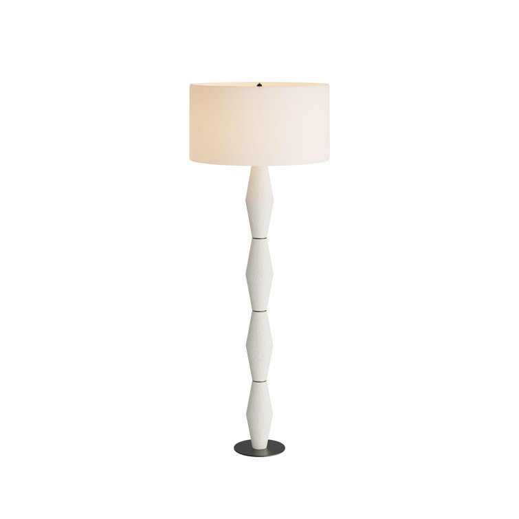 Ivory Ricestone Composite Floor Lamp with Bronze Base