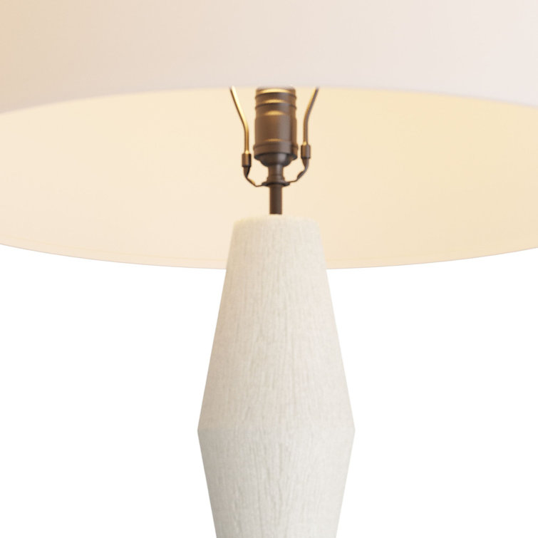 Ivory Ricestone Composite Floor Lamp with Bronze Base