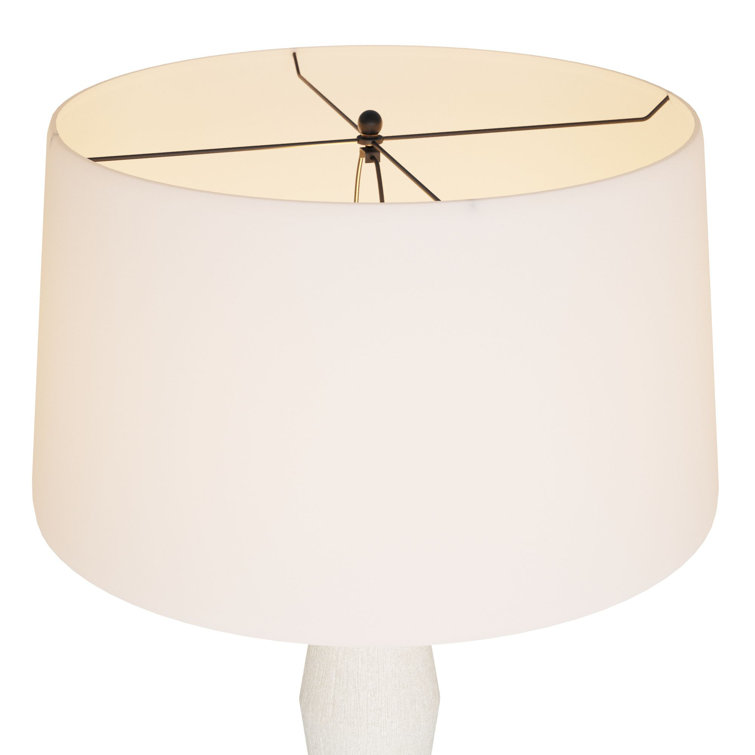 Ivory Ricestone Composite Floor Lamp with Bronze Base