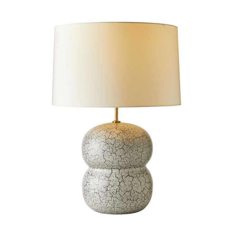 White Ceramic Table Lamp with Platinum Crackle Finish