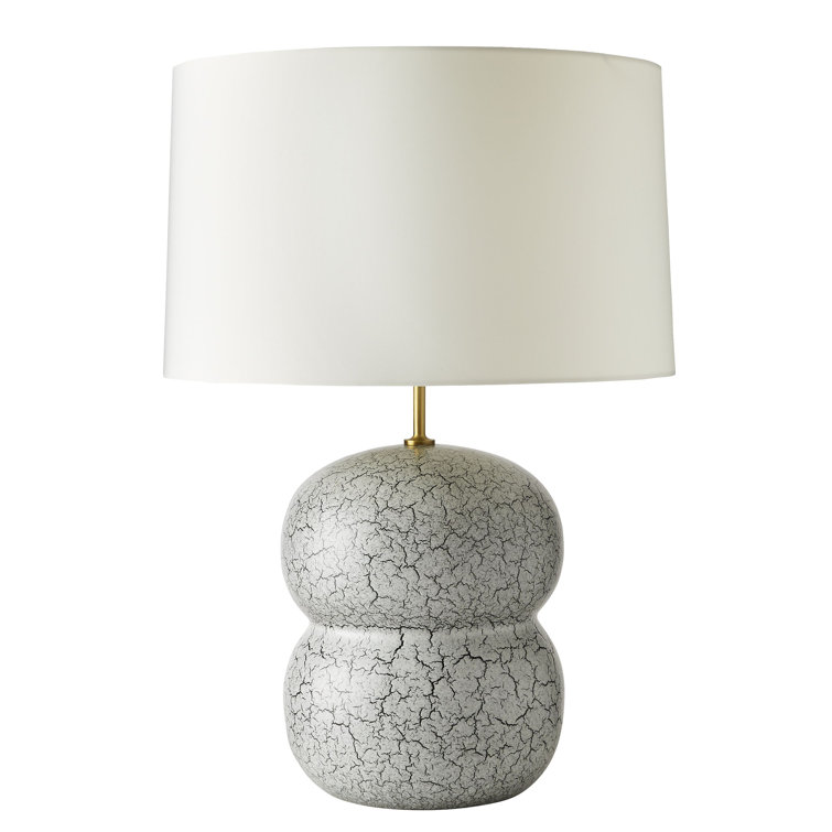 White Ceramic Table Lamp with Platinum Crackle Finish