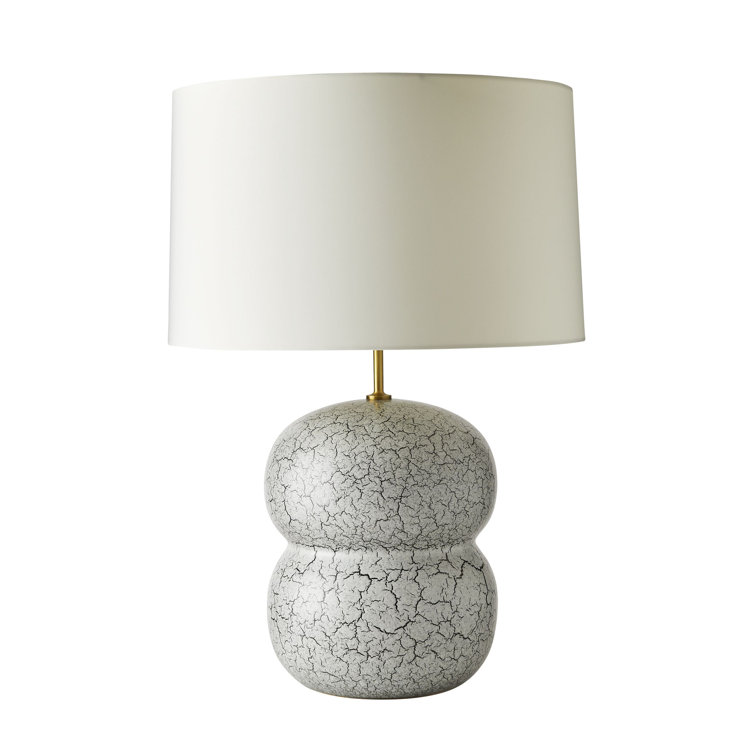 White Ceramic Table Lamp with Platinum Crackle Finish