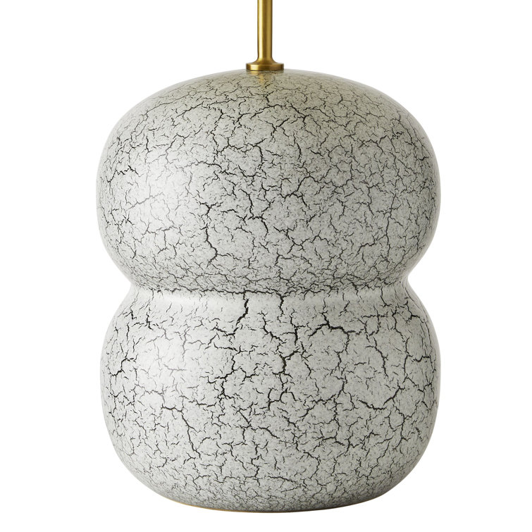 White Ceramic Table Lamp with Platinum Crackle Finish