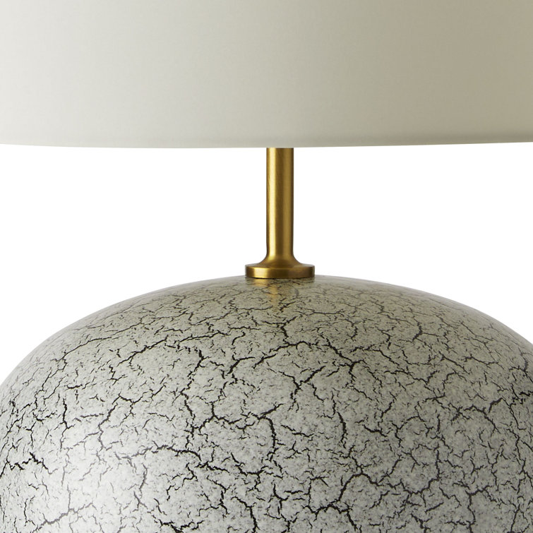White Ceramic Table Lamp with Platinum Crackle Finish