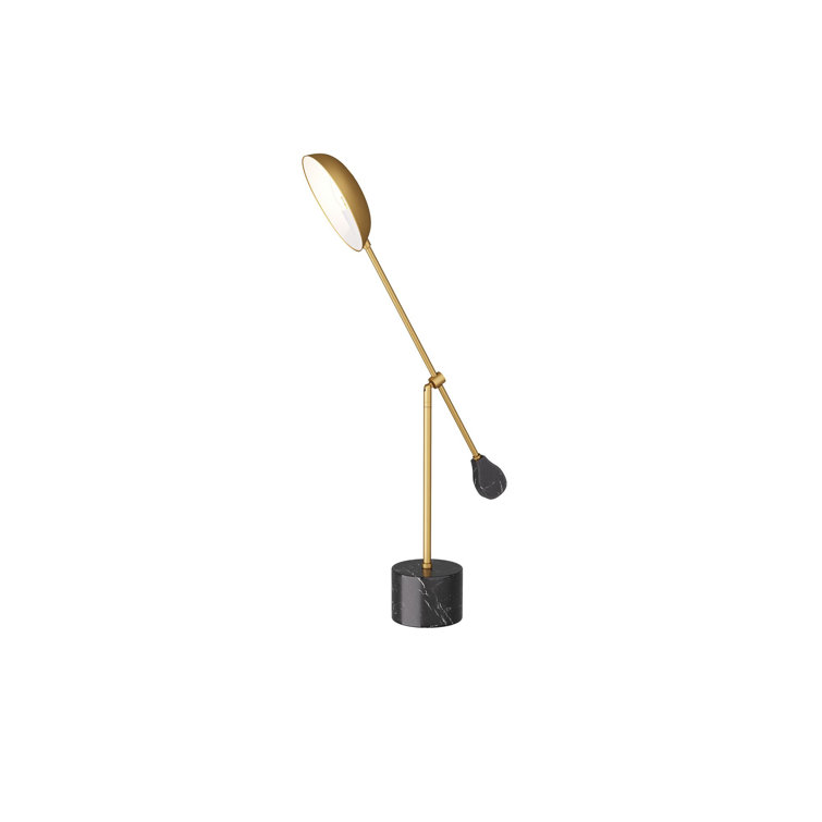 Adjustable Black and Brass Desk Lamp with Marble Base